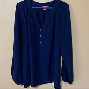 Lilly Pulitzer Navy Elsa Blouse